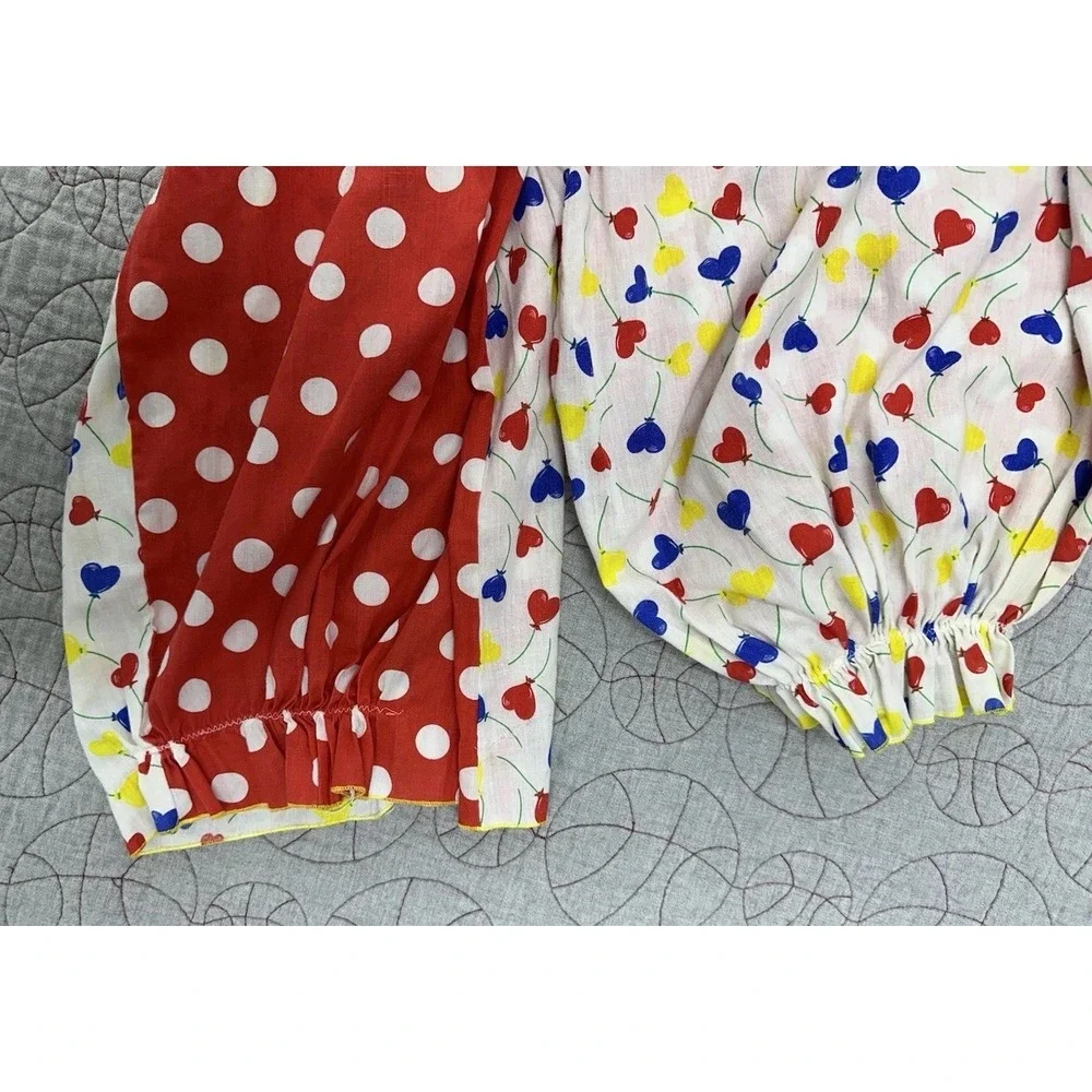 VTG Handmade Polka Dot Stripe Rainbow Ruffle Cotton Clown Costume Kids Halloween